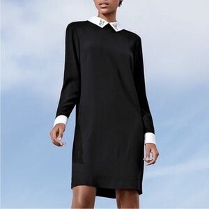 Victoria Beckham For Target Black Mod Bunny Collared Long Sleeve Dress